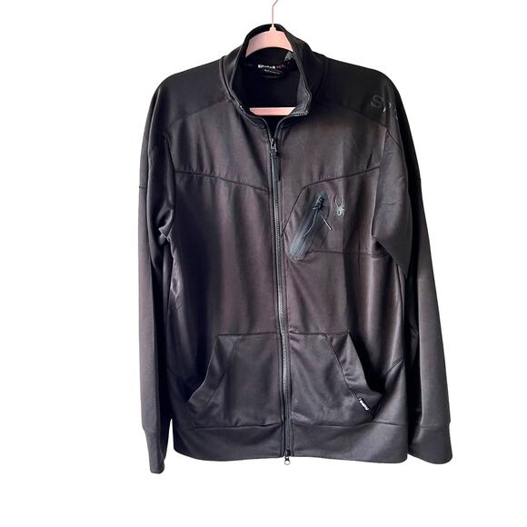 Spyder Mens Active ProWeb Athletic Jacket Black Size Medium Gym Outdoors Casual - Picture 1 of 6